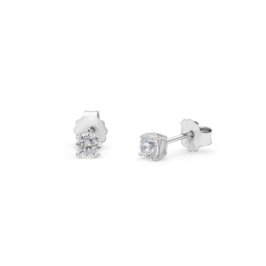 Orecchini Punto Luce in Argento 925 con brillanti bianchi, gioielli luminosi ed eleganti perfetti per ogni occasione.